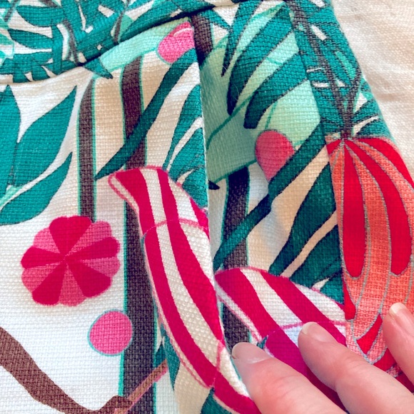 Talbots Summer Shorts Monkey Print Cocktails Hats Jungle Tropical Pink Green - Picture 7 of 7